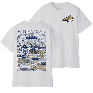 Montana State University Artwork Shirt, MSU Bobcats T-Shirt, College Spirit Apparel For Game Day, Alumni And Students, For All Crewneck Fabric