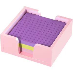 Acrylic Notepad Holder Dispenser - 3x3 in Sticky Note Memo Holder for Desk Organizer (W/O Pads) Office Desk Accessories School Supplies, Lightpink
