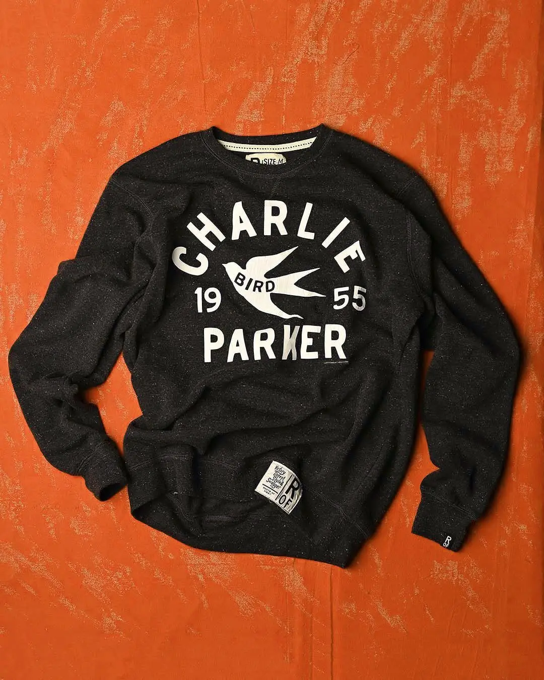 Men's Charlie "Bird" Parker '55 Vintage Tri-Blend Heather Black Long-Sleeve Fleece Pullover Hoodie, Casual Clothes with Standard Sizes, Comfortable Sweatshirt Top