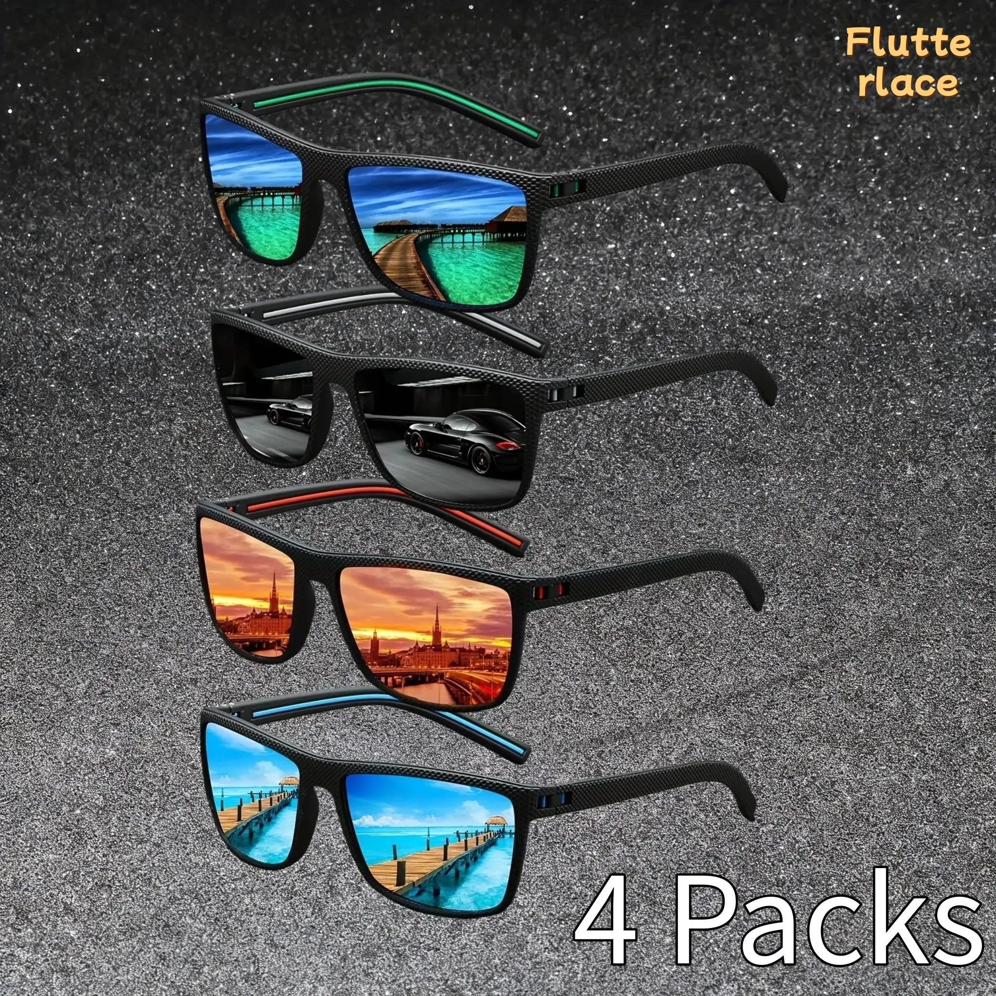 4pcs Multi-Pairs Pack Retro Square Sunglasses for Female, Trendy Plaid Design, UV400 Shield, Silver Frame Shades, Beach & Streetwear Fashion Eyewear for Driving & Everyday Use