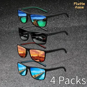 4-Pack Retro Square Sunglasses for Men & Women, Trendy Plaid Design, UV400 Protection, Silver Frame Shades, Streetwear Fashion Eyewear for Travel, Driving, Festivals & Everyday Wear