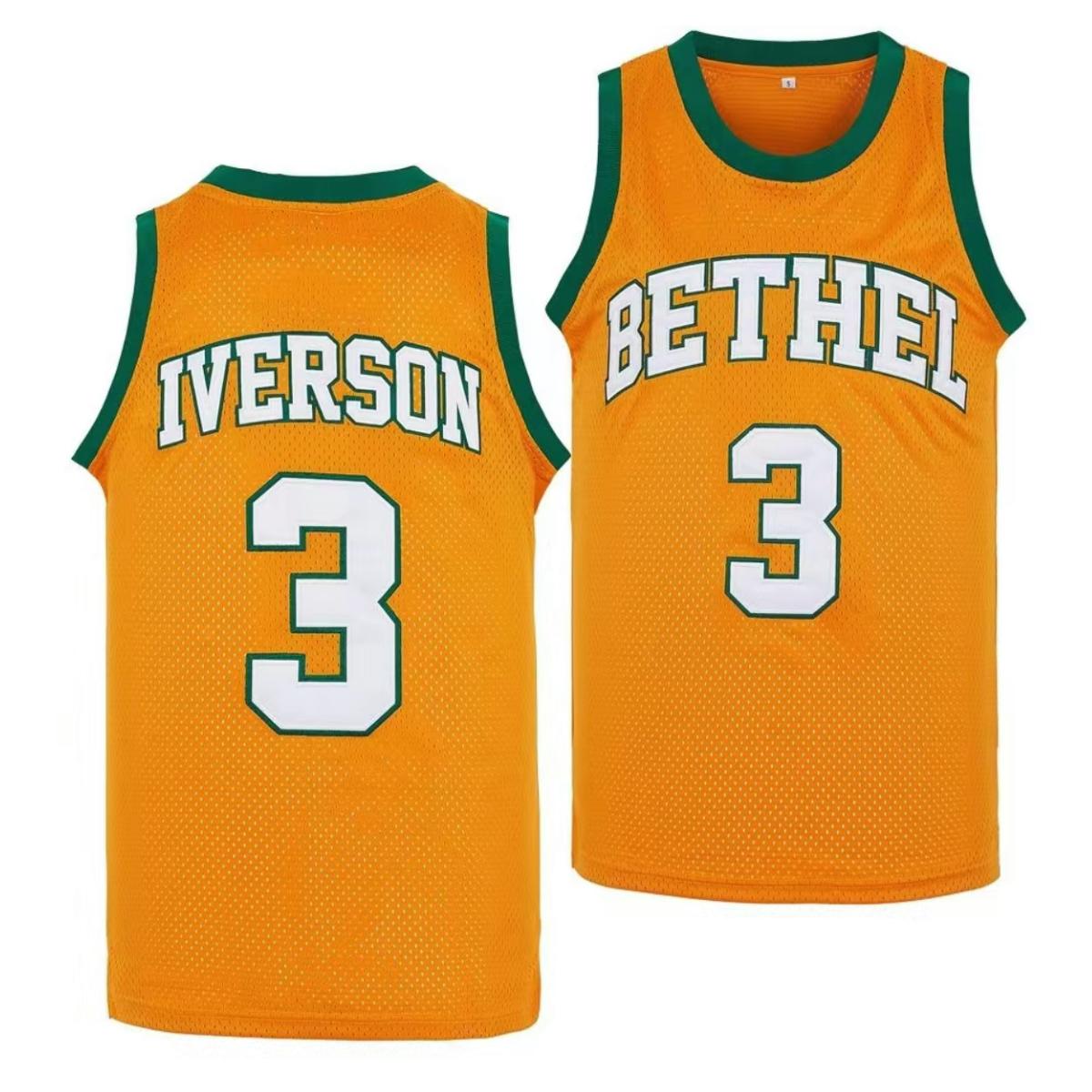 Men's #3 Hoyas Iverson Embroidery Basketall Jersey Retro Navy&Gery V-Neck Breathable Mesh 90s Hip Hop Style Polyester Sports Clothing