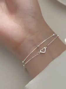 Women's S925 Silver Heart Shaped Bracelet Jewelry, Hypoallergenic Zircon Design, Perfect Gift for Girlfriend Birthday Anniversary Engagement