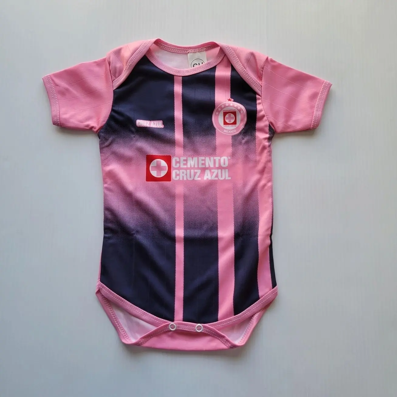 Custom Cruz Azul Baby Girl Pink/Navy Bodysuit, Mexican Outfit One-piece, Personalized with Name and Number N8W