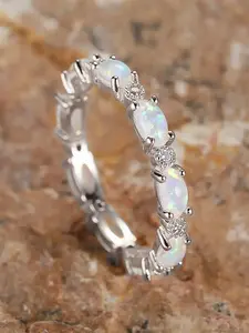 1 PC Glamorous Cubic Zirconia & Faux Opal Ring For Women For Wedding Engagement Anniversary Party Jewelry Valentine's Day Gift