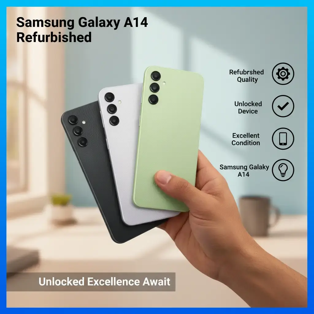 Refurbished Samsung Galaxy A14 - Unlocked, Excellent Condition Smartphone (Refurbished Mobile Phone for Electronics Enthusiasts)