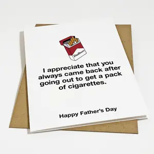 Funny 'Pack of Cigarettes Father's Day Card | Gift Card with Envelope