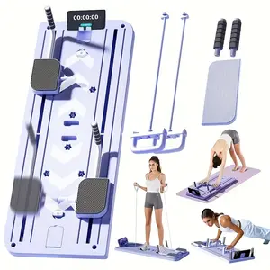 Women’s 4-in-1 Home Pilates Board Kit – Ab Roller, Resistance Bands, Push-Up Bars, Plank Support for Full Body Workout, Core Strength, Flexibility Reformer Foldable
