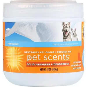 Pet Scents Gel Odor Eliminator - Fresh Breeze Solid Air Fresheners for Home - Strong Odor Eliminator Gel for Pet Smell - Room Deodorizer & Odor Absorber - Pet Safe Air Freshener, 15 oz