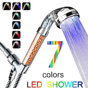 LED Shower Head with Filtration Automatic 7-color Changing Shower Head High Pressure Shower Head Water Saving Spray Showerheads