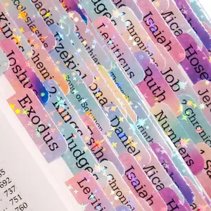 Tabs, Glitter Laminated  Tabs Women & Men, Christian Gifts, Large Print  Tabs Easy Navigation,  Book Index Tabs Labels,  Study Supplies (Rainbow)