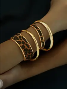 Leopard print bracelet set for women, smooth finish, layered, street style, a great gift for your girlfriend.