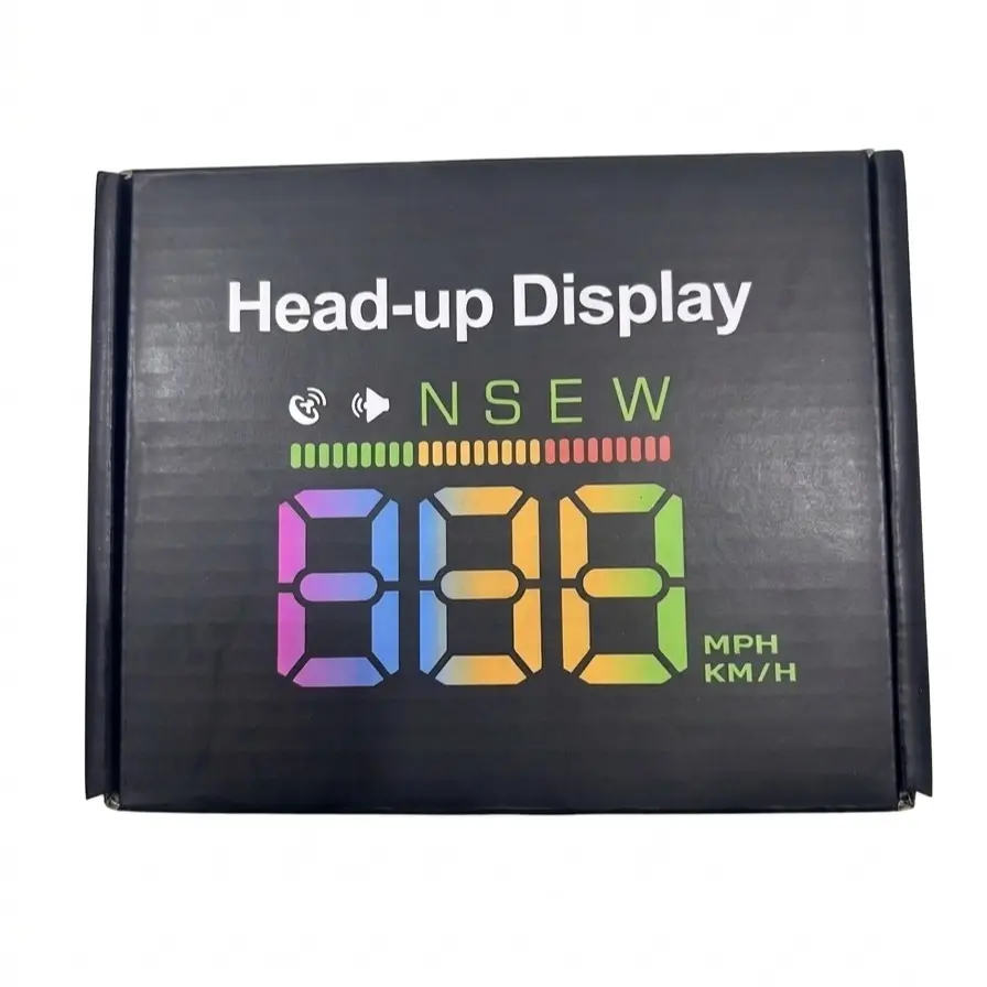 Universal Car Head-Up Display (HUD) - USB Port, Auto Brightness, Large Text, Digital MPH Speedometer, LED Ambient Lighting, Speed Alert, ABS+PC Material, 99.5x65x20mm Automotive Diagnostic Accessory for All Car Models