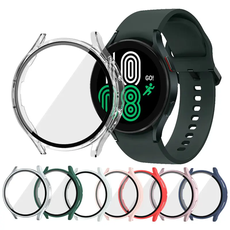 2 Piece Set for Samsung Galaxy Watch7 Smart Watch Accessories Protective Case Cover with Tempered Glass Film, Compatible with 40mm/44mm Sizes, Unisex Design for Everyday Use Watch Protector