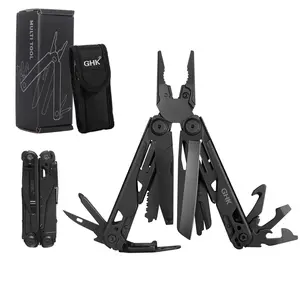 GHK 18 functional professional tools, stainless steel folding pliers with safety lock, nylon sheath, outdoor camping travel maintenance equipment