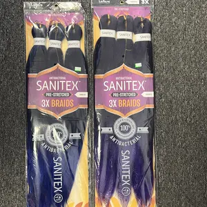 26 inch, 3x’s bundles per pack, Sanitex , pre-stretched synthetic braiding, antibacterial