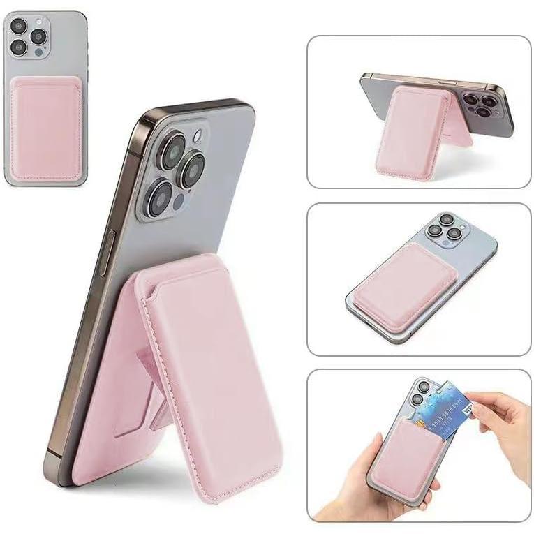 MagSafe Compatible Magnetic Phone Wallet with Foldable Adjustable Stand Secure Magnetic Attach No Dropping Ultra Thin 8mm Design for Smartphone