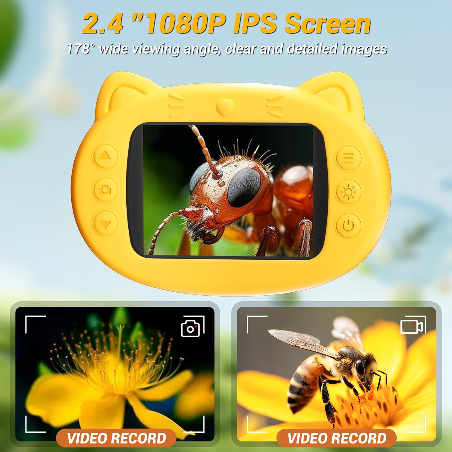 Kids Handheld Digital Microscope & Magnifying Glass, 2.4" Screen 50-1000X Zoom Portable Microscope with 8 LED Lights, Rechargeable Photo Video Nature Exploration Toy, Educational Science Gift for Boys Girls Ages 3-12