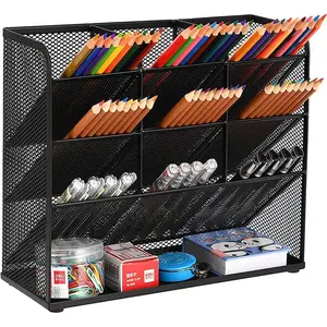 Mesh Desk Organizer, Multi-Functional Pen Holder, Desktop Stationary Organizer, Storage Rack for School Home Office Art Supplies (Mesh Pen Holder)