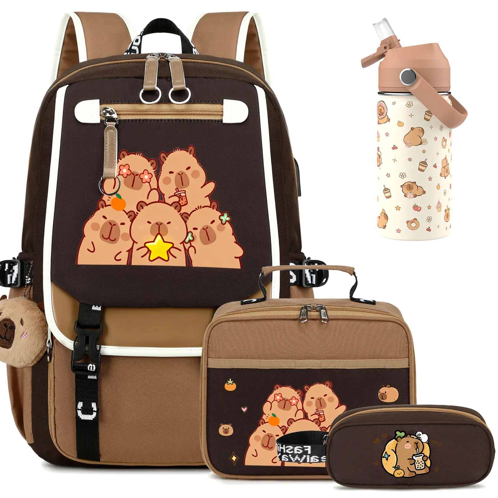 SIMILOVE Girls' Cute Butterfly Theme Kids Backpack Set (Girlsset) - Back to School Shopping Gift with 14oz Insulated Water Bottle, Insulated Lunch Bag, Pencil Pouch, USB Ports, 12-Hour Hot Retention, Backpacks for Girls, BackpacksForSchool, SchoolSupplies