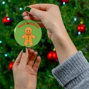 Gingerbread Cookie Ornament Ceramic Christmas Ornament | Round, Square, Heart, Star