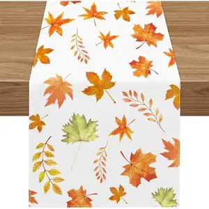 Fall Table Runner, Thanksgiving Table Autumn Maple Leaf Table Runner Farm Decorations for Kitchen Dining, Indoor Outdoor Dinner Party Autumn Decorations Party Supplies Colourful ( 14x72 Inch)