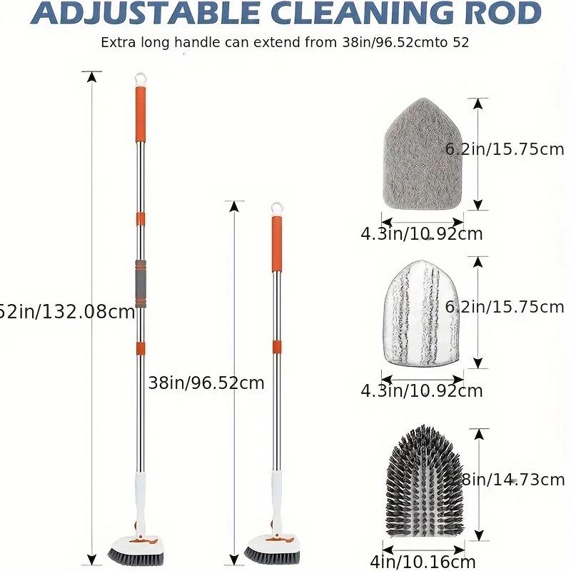 3 in 1/4 in 1 tile bathtub floor brush with 52 "adjustable long handle shower cleaning brush and 3 removable replacement brush h