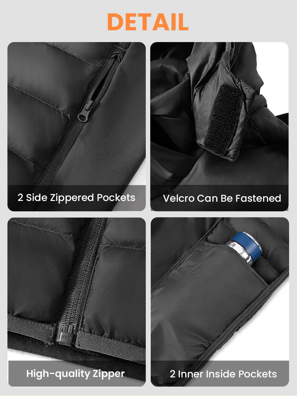 GOPUNE Men's Insulated Running Jacket Hybrid Lightweight Puffer Jacket Detachable Hood Warm Winter Coat Hiking Golf