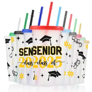 Graduation Themed Plastic Tumbler with Straw & Lid, 10pcs/set Graduation Gifts for Men & Women, Graduation Party Decors, Graduate Gift, Bottle