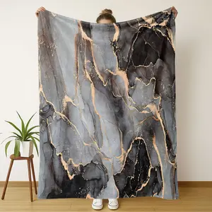 Gold Marble Pattern Blanket, Soft and Comfortable Design, Ideal for Sofa, Bed, Office, Travel, Perfect Gift All Year Round
