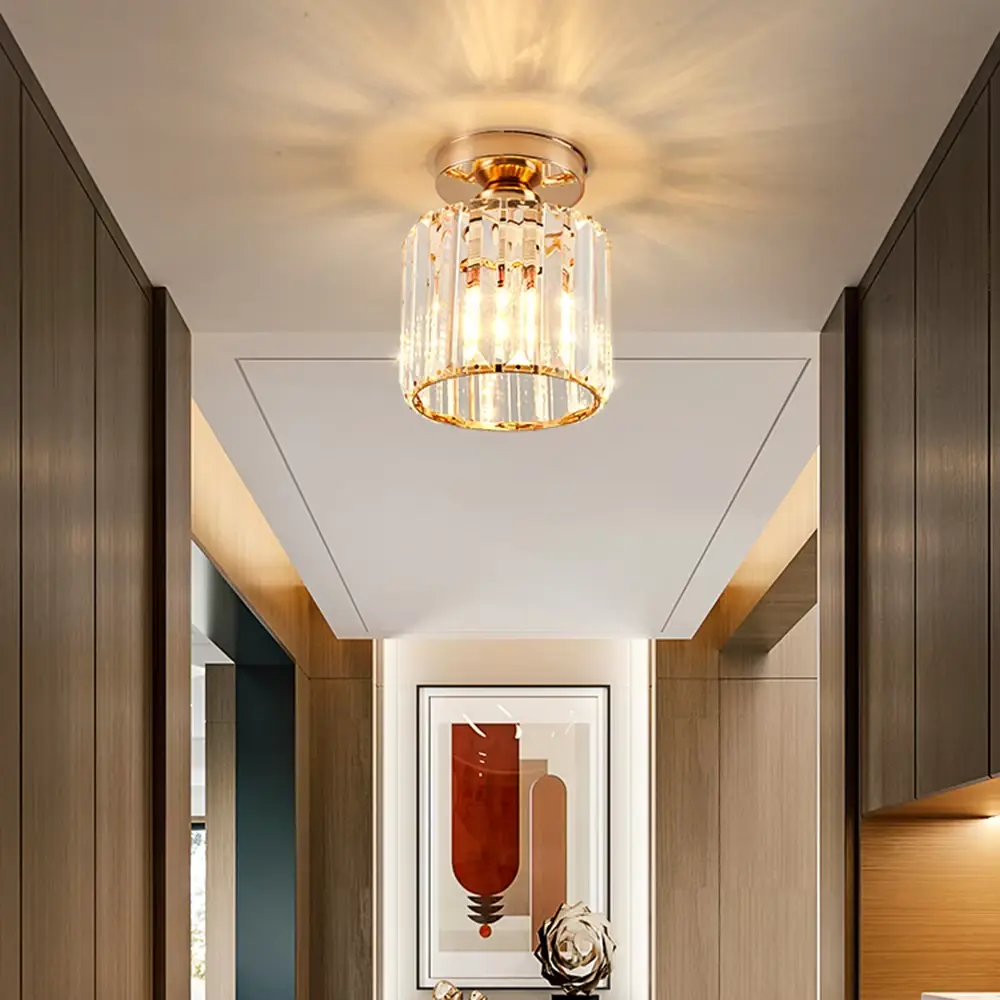 Modern Square Crystal Ceiling Light Small K9 Chandelier for Hallway Living Room Bedroom QH-MC097 Home Decoration Lamp