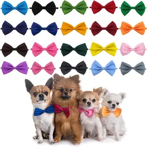 20Pcs Pet Dog Bow Ties Collar Adjustable Cat Bow Ties Neck Bows Bulk Pet Bowties Mix Solid Pet Collars Accessories for Small Medium Dog Cat Pets Christmas Birthday Holiday Photography - Home Improvement.