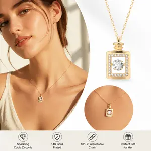 14K Gold Plated Crystal Pendant Necklace – Stylish Women Jewelry, Perfect Gift