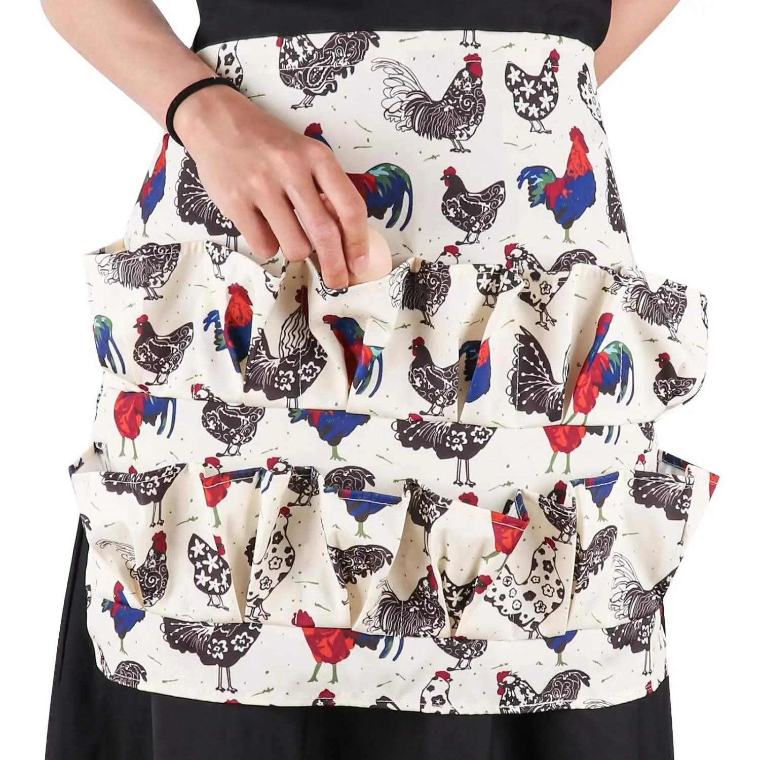 Egg Apron for Chicken Duck Goose Eggs - Egg Collecting Apron for Housewife Farmhouse Kitchen, 12 Pockets for Adult Use