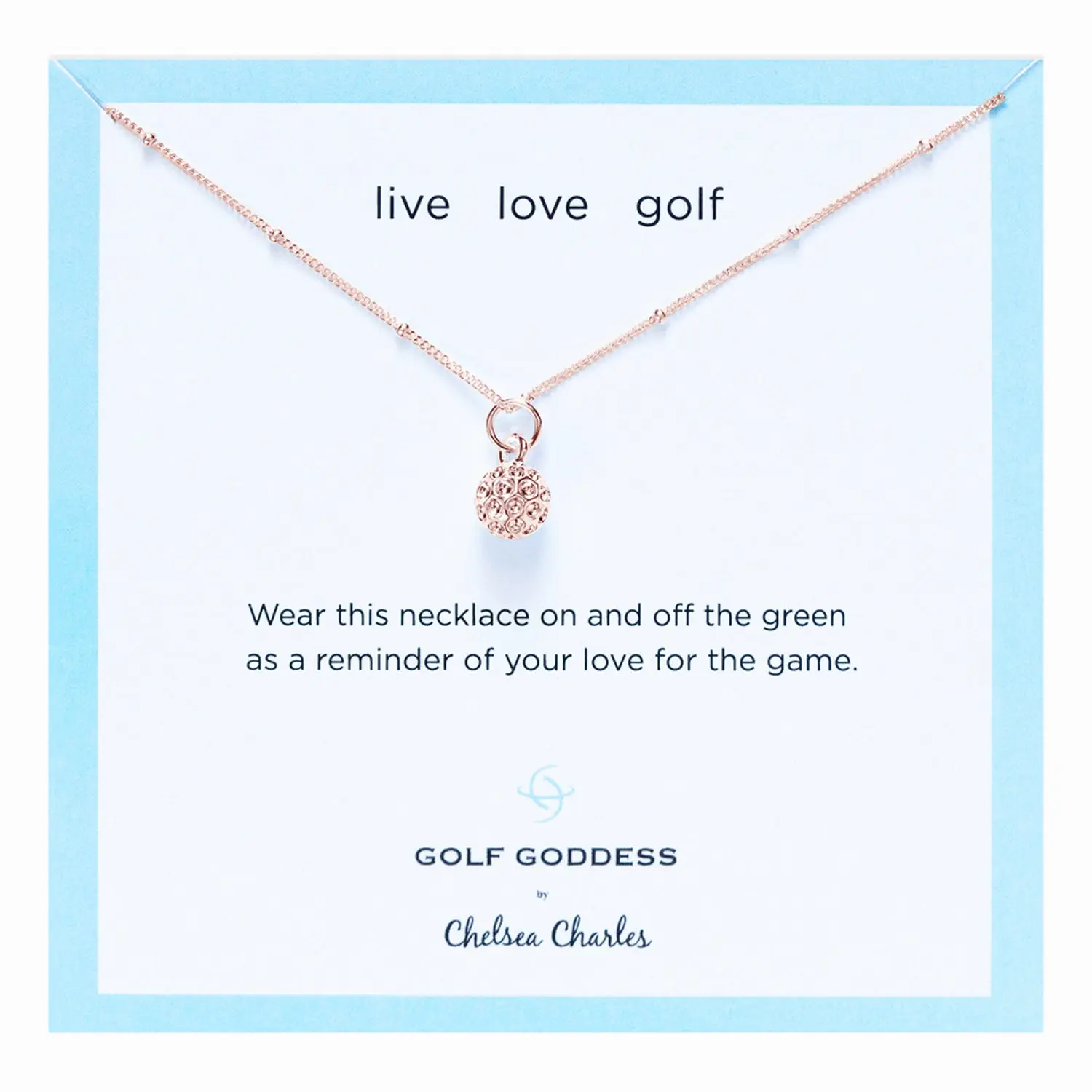 Golf Goddess Rose Gold Golf Ball Charm Necklace