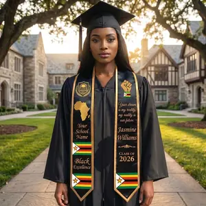 Personalized Black Excellence Graduation Stole, Custom Name Grad Sash Class of 2026, African Pride Stole