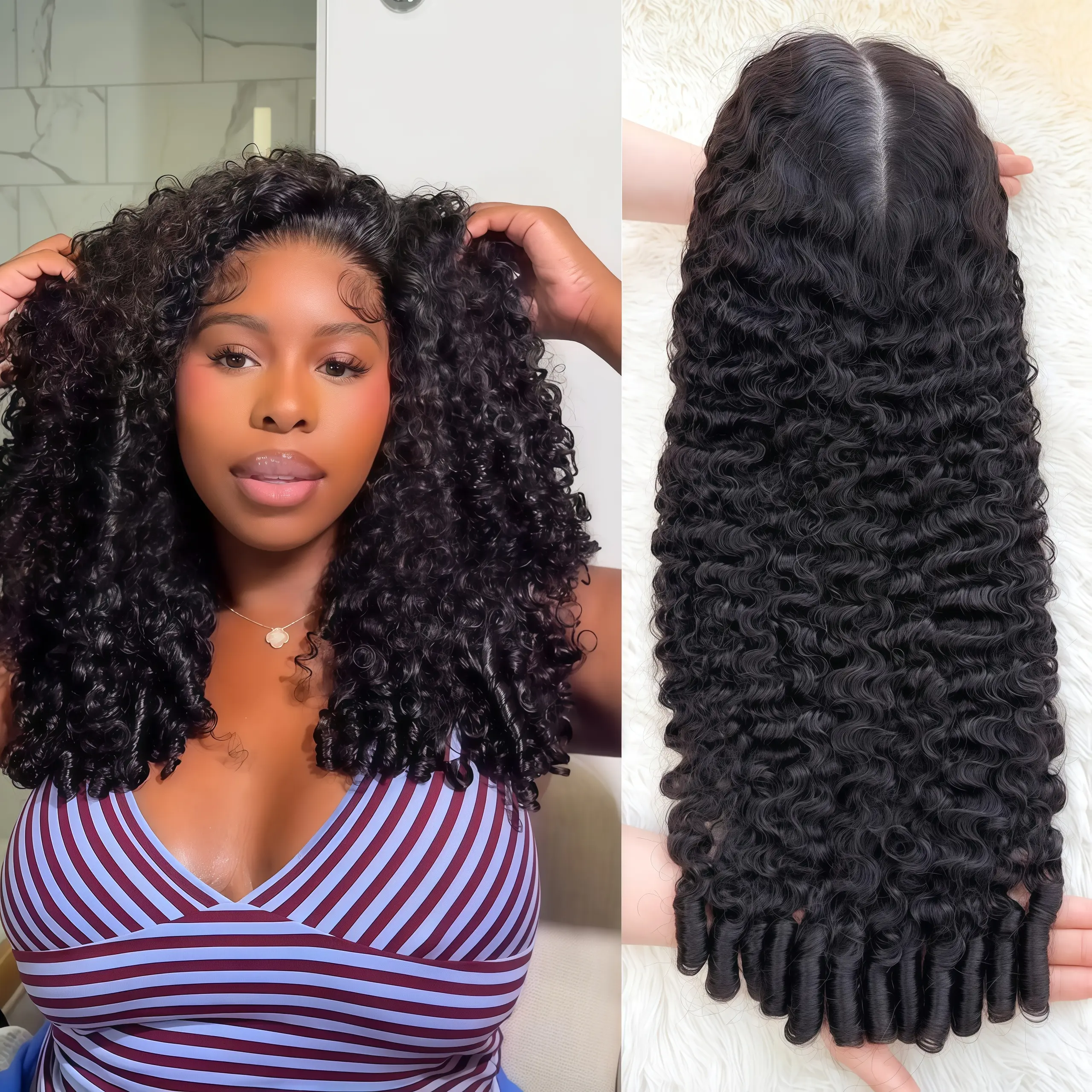 【New In】VIPbeauty 5x5 Lace Closure Burmese Curly Wigs Human Hair Exotie Curly Wave 5x5 Lace Closure Wigs for Women 200 Density Burmese Curly Closure Wig Glueless Wet and Wavy Lace Front Wigs Pre Plucked Brazilian Virgin Closure Wig