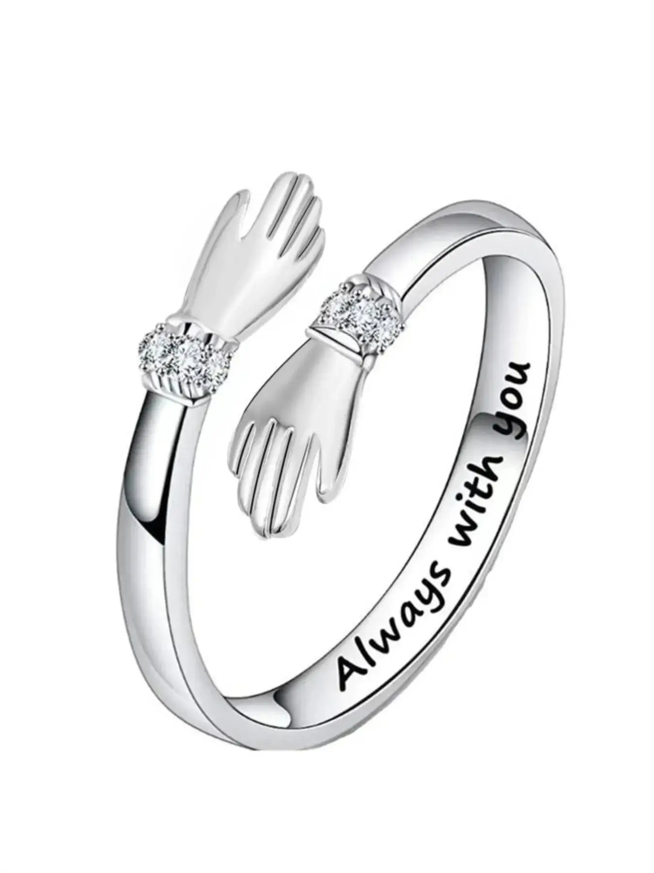 1 PC Cute Cubic Zirconia Ring Heart Initial Rings Elegant Engagement Ring Engraved Ring For Women For Wedding Engagement Party Jewelry Valentine's Day Gift