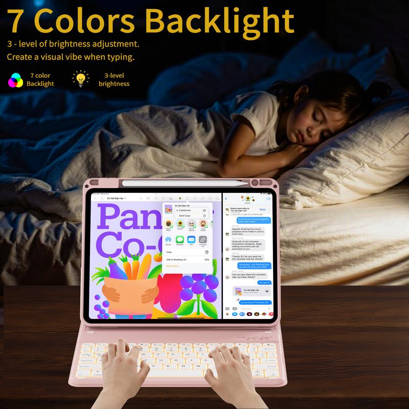 KENKE Backlit Detachable Magnetic Keyboard Case Shockproof Pencil Holder Anti-fall Keycaps UK QWERTY Layout Fit for iPad(A16)11th Gen 11 Inch 2025,iPad 10th Gen 2022,iPad Air 11 Inch M3(2025)/M2(2024) 7th/6th Gen,iPad Air 5th/4th Gen 2022/2020 10.9 Inch