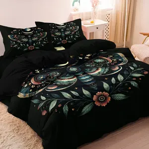 Ramadan Vibrant Butterfly & Floral Design Bedding Cover Set (NO BLANKET INCLUDED), 3Pcs Luxury Bedding Set Included 1*Duvet Cover and 2*Pillowcases Soft Comfortable For Four-season Home Dorm Decorative