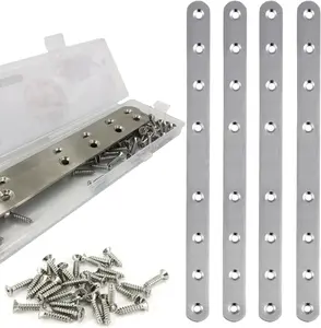 4 Pack Flat Straight Bracket Mending Plate for  Stainless Steel Straight Brackets 242mm / 9.5"  Brace with Screws