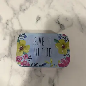 Prayer Box with Floral Design and Inspirational Message "Give It to God" for Daily Devotions