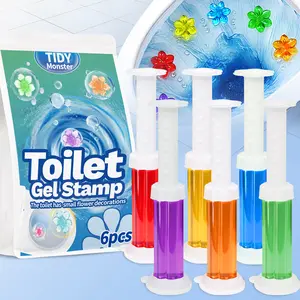 Flowers Toilet Cleaner Gel Air Freshener Toilet Bowl Cleaner Toilet Gel Stamp Toilet Freshener Bathroom Essentials Refreshing Scent 6 PACK