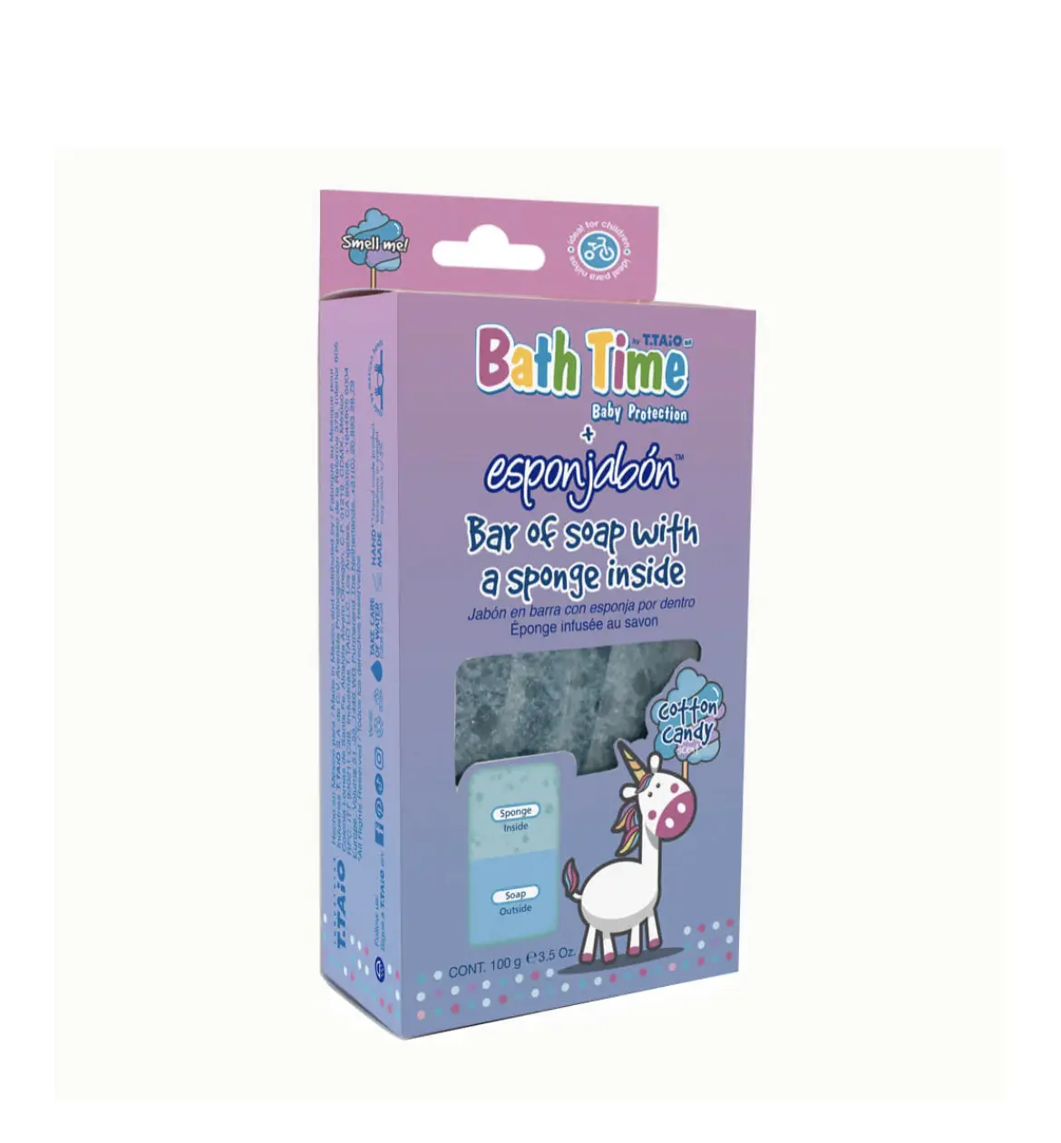 esponjabon Cotton Candy Scented Soap Sponge //Bubblegum Scented Baby-Duck Sponge + SoaBubblegum Scented Bath Pouf + Soapp//