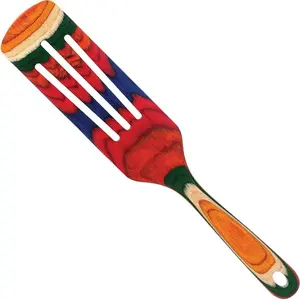 Marrakesh Collection 13" Wooden Spurtle Cooking Utensil, Safe for Nonstick Kitchen Colorful