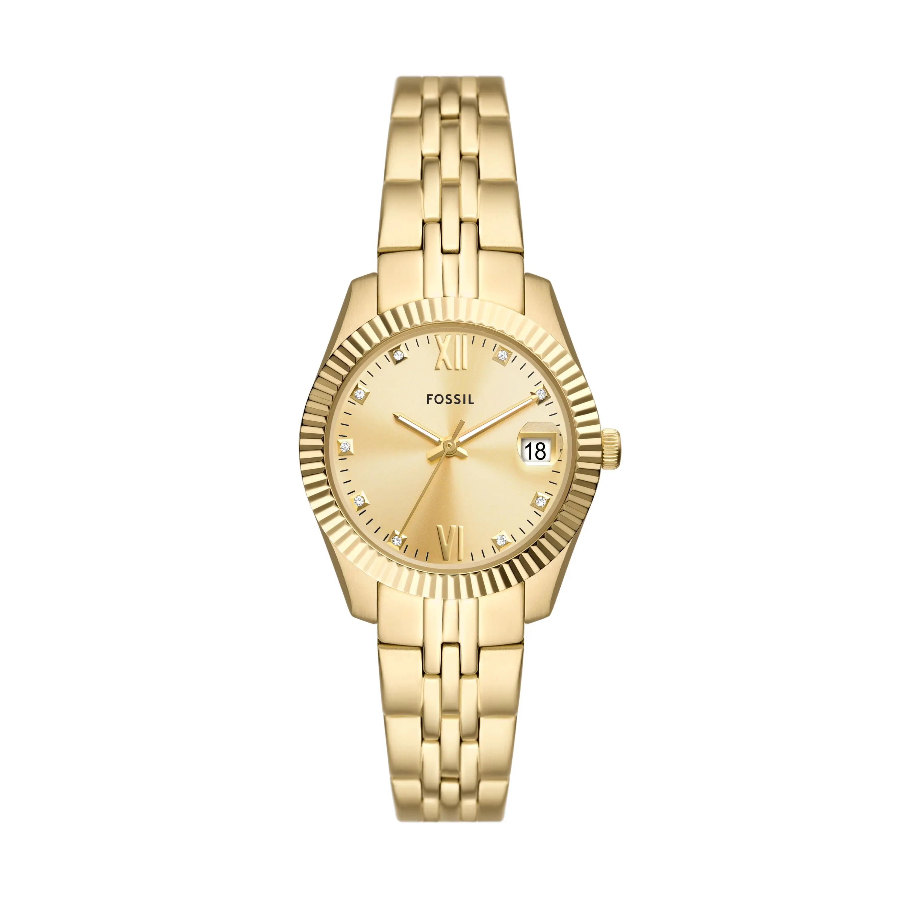 Fossil Women's Scarlette 33mm Three-Hand Date, Gold-Tone Stainless Steel Watch