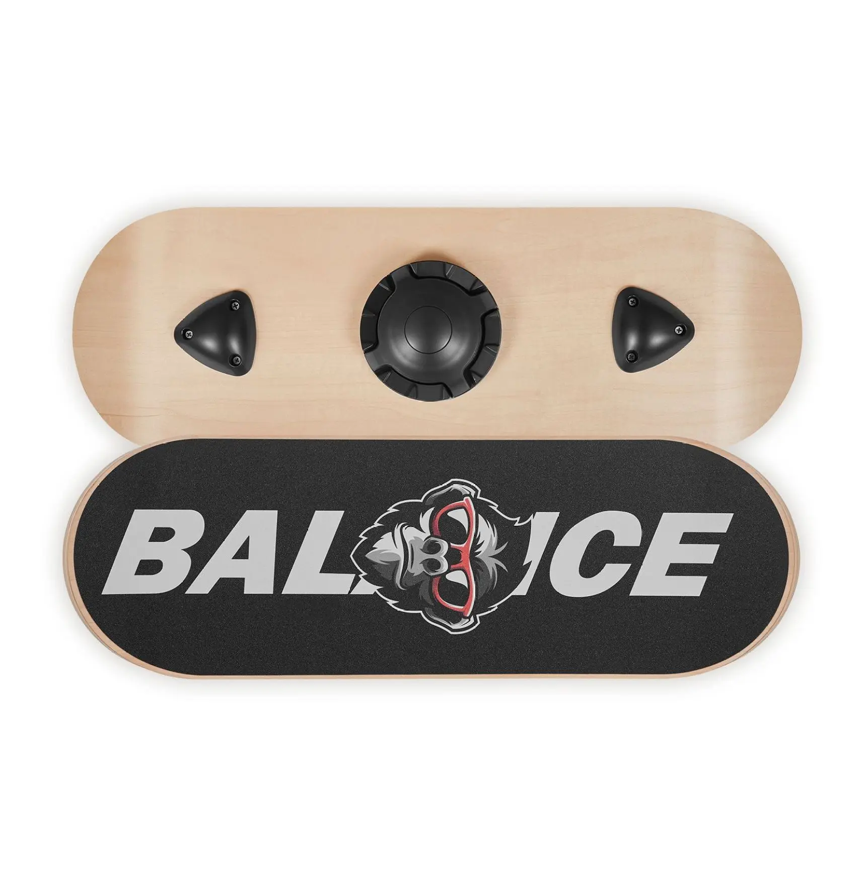 Balance Board Wobble Board - 3 Level Adjustable Wooden Trainer for Core Strength, Standing Desk, Yoga - Anti-Slip Base - 441 lbs Capacity Default