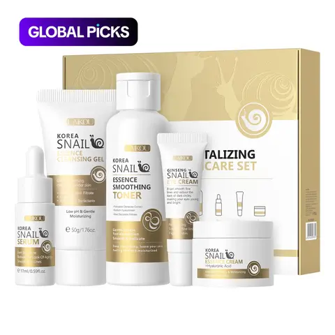 Snail Essence Skincare Set, Facial Care Set, Hydrating Moisturizing Kit with Cleanser, Toner, Serum, Eye Cream and Face Cream for Daily Skin Care #GLOBAL PICKS