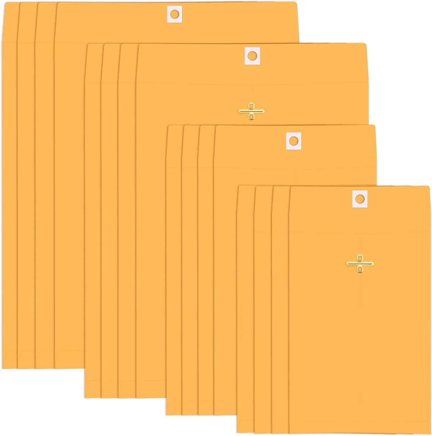 70 Pieces 4 Sizes Clasp Manila Envelopes Paper Catalog Clasp Envelope with Clasps Closure for Office Document School Business Home, Yellow(5 x7 In, 6 x9 In, 9 x 12 In, 10 x 13 In)