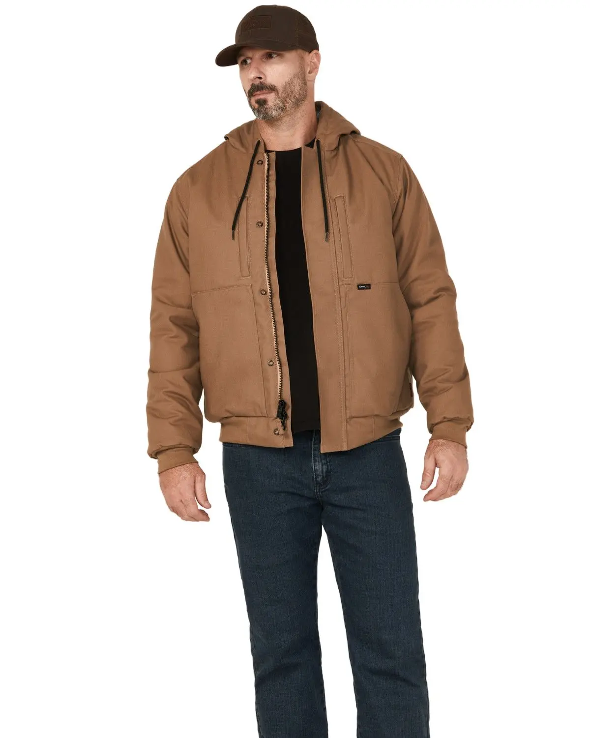 Hawx Men's Men'S Fr Hooded Bomber Work Jacket - Kha